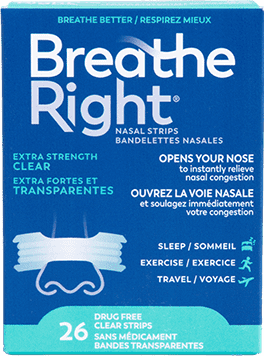 Breathe Right Extra Clear Nasal Strips for Sensitive Skin - 26 Strips
